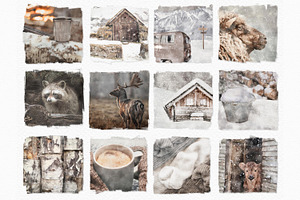 Brown And Grey Winter Watercolor PNG