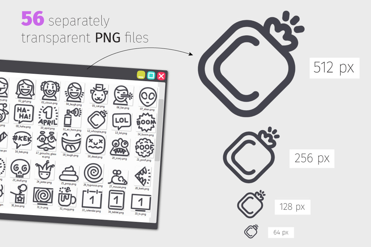Fools Day Line Icons Set, an Emoji Icon by Voysla's Shop (Photo 3 of 4)