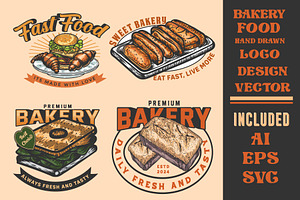 Set of bakery food logo design, a Branding & Logo Template by Billah Hub