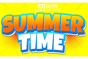 Summer Time Vector 3d Editable Text