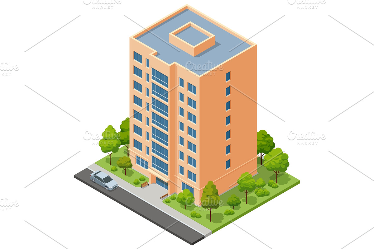 sometric High Rise Apartment Tower, an Object Illustration by Golden Sikorka (Photo 1 of 3)