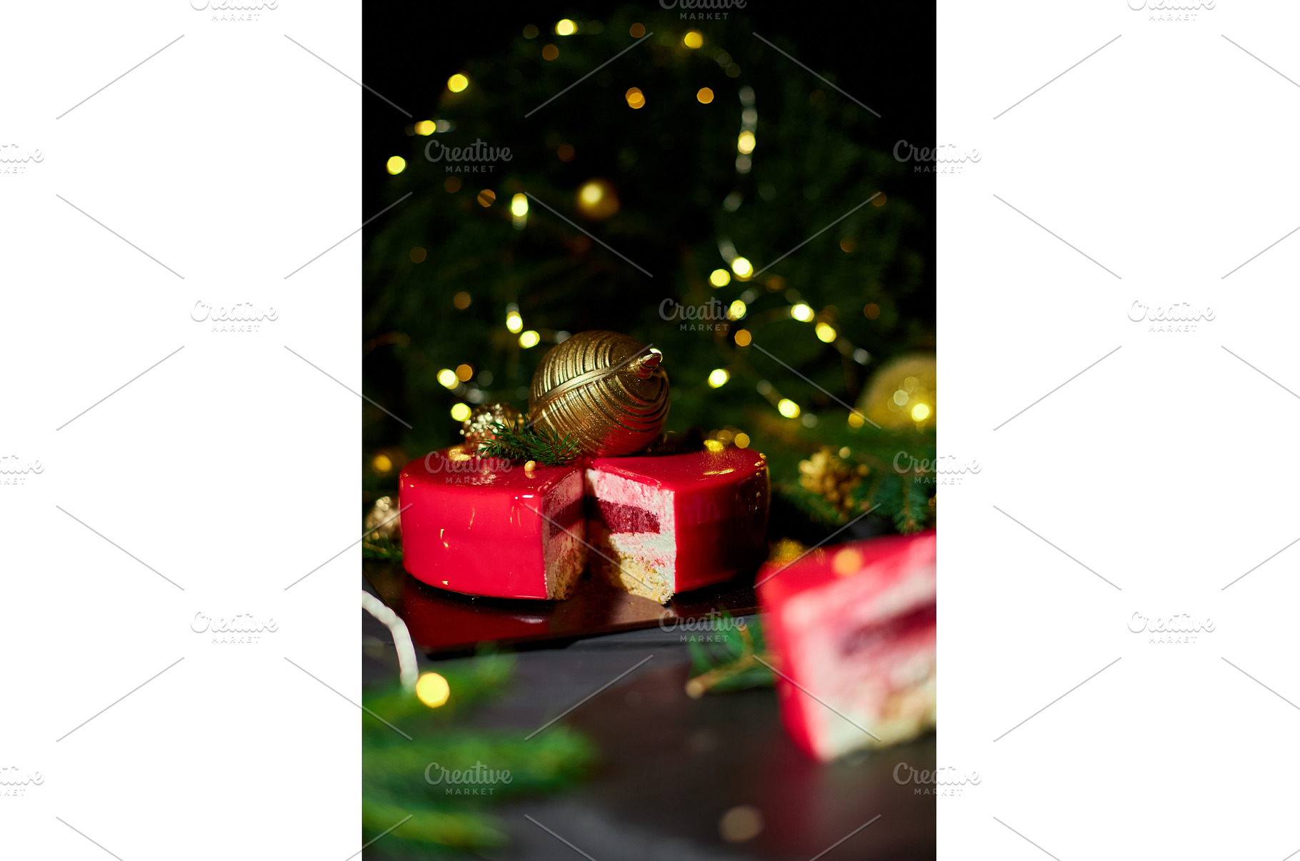 Layered Red and White Dessert Served, a Holiday Photo by IlliaBondarPhotography