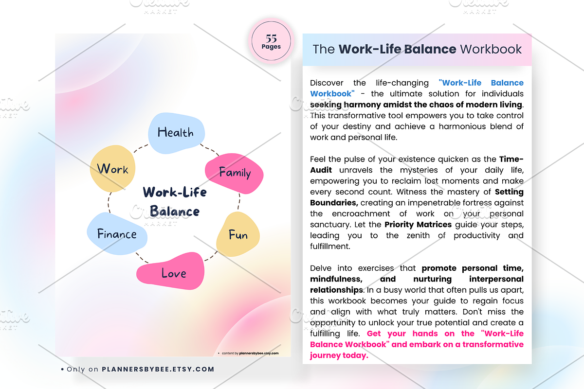Work Life Balance, Life Planner, a Print Template by PlannersByBee (Photo 2 of 3)