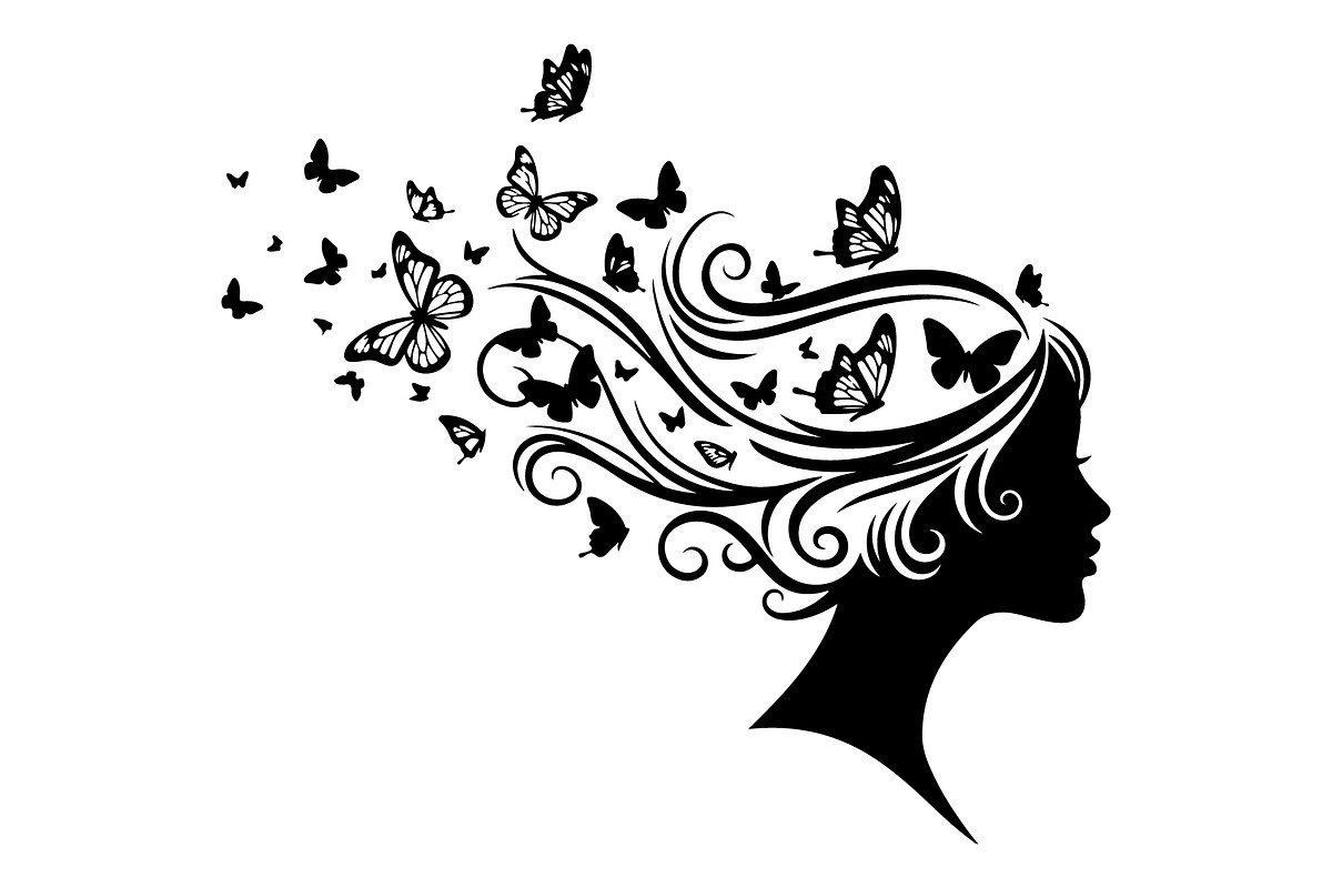 Woman Butterfly Hair Silhouette, an Object 3D Model by yasushie (Photo 29 of 31)