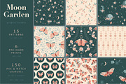 Moon Garden pattern & clipart, a Pattern Graphic by @olga.angelloz (Thumbnail 16 of 16)