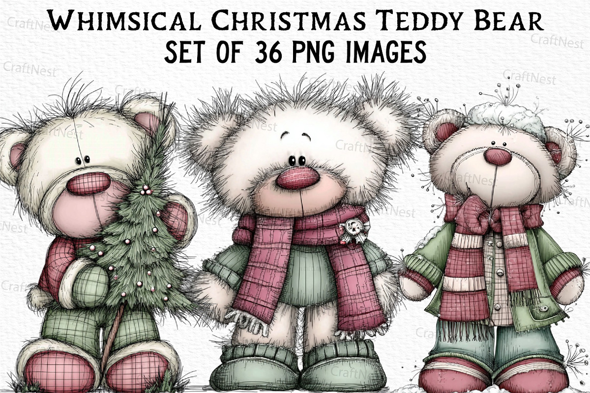 Whimsical Christmas Teddy Bear PNG, an Illustration by Craft Nest (Photo 1 of 6)