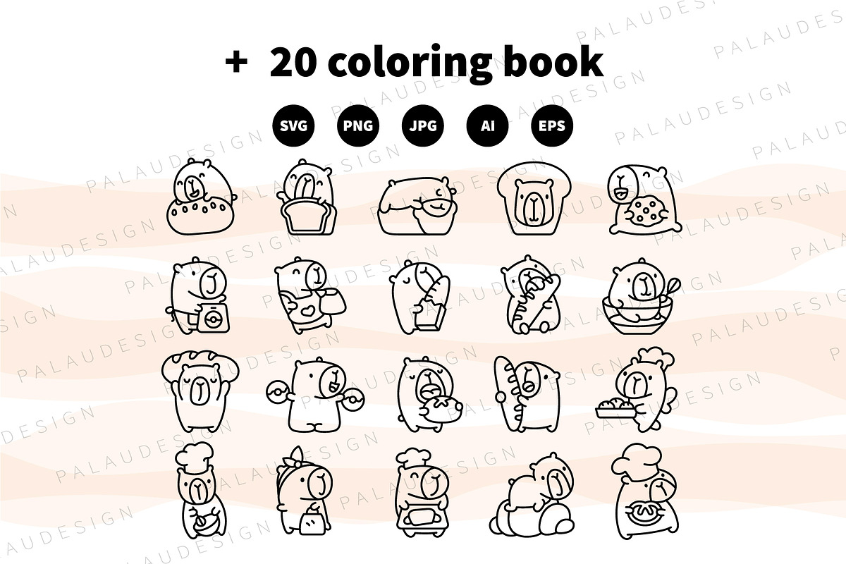 Capybara Baking Clipart Set, an Animal Illustration by Palau (Photo 9 of 10)
