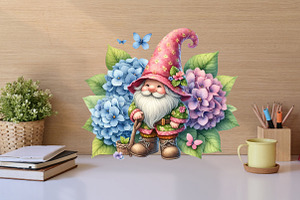 Watercolor Spring Hydrangea Gnomes