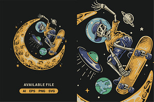 Lunar Skateboard Vector Illustration