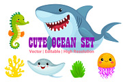 Cute Underwater World Cliparts Set, a Pattern Graphic by ChubbyBunny Art (Thumbnail 1 of 12)