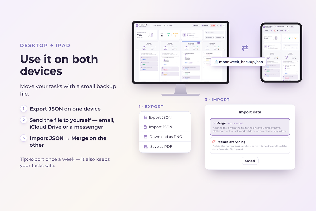Weekly planner Interactive Moonweek, a HTML Template by Eves_Aquadreams (Photo 11 of 12)