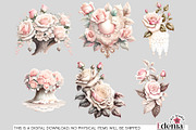 Vintage Romantic Flowers Cliparts, a Decorative Illustration by EdeniaArtStudio (Thumbnail 3 of 10)
