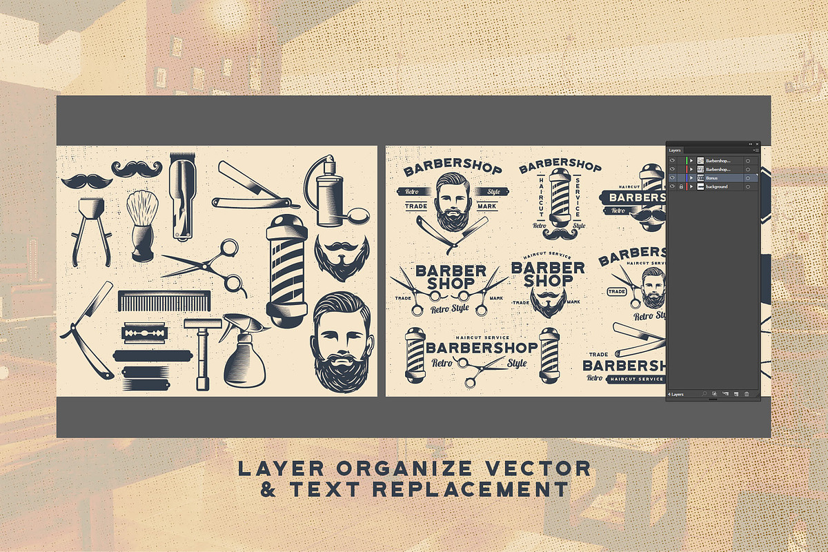 Barbershop Logo Elements Vector, an Illustration by Dawnside Graphic (Photo 4 of 5)