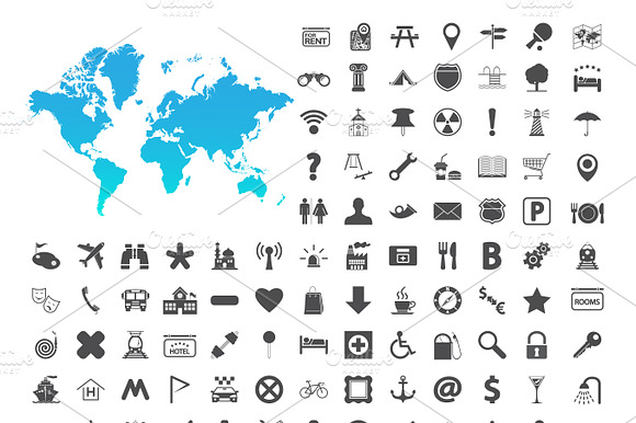 Navigation Map Icons Set.