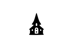 Haunted House Silhouette Vector, an Object Illustration by Vectorium Studio