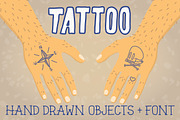 Old school tattoo objects + font, an Object Graphic by Dmitriylo (Thumbnail 1 of 4)
