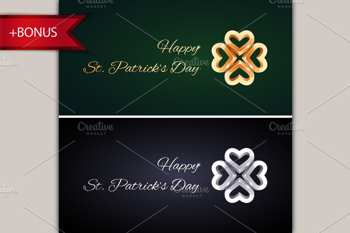 Vector Golden and Silver Clovers preview 4