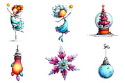 Whimsical Icy Blue Christmas Bundle, an Illustration by CreationArt (Thumbnail 2 of 5)