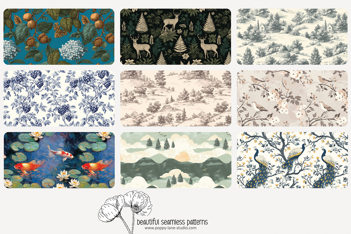 70 vintage nature seamless pattern, a Pattern Graphic by Poppy Lane Studio (Photo 10 of 10)