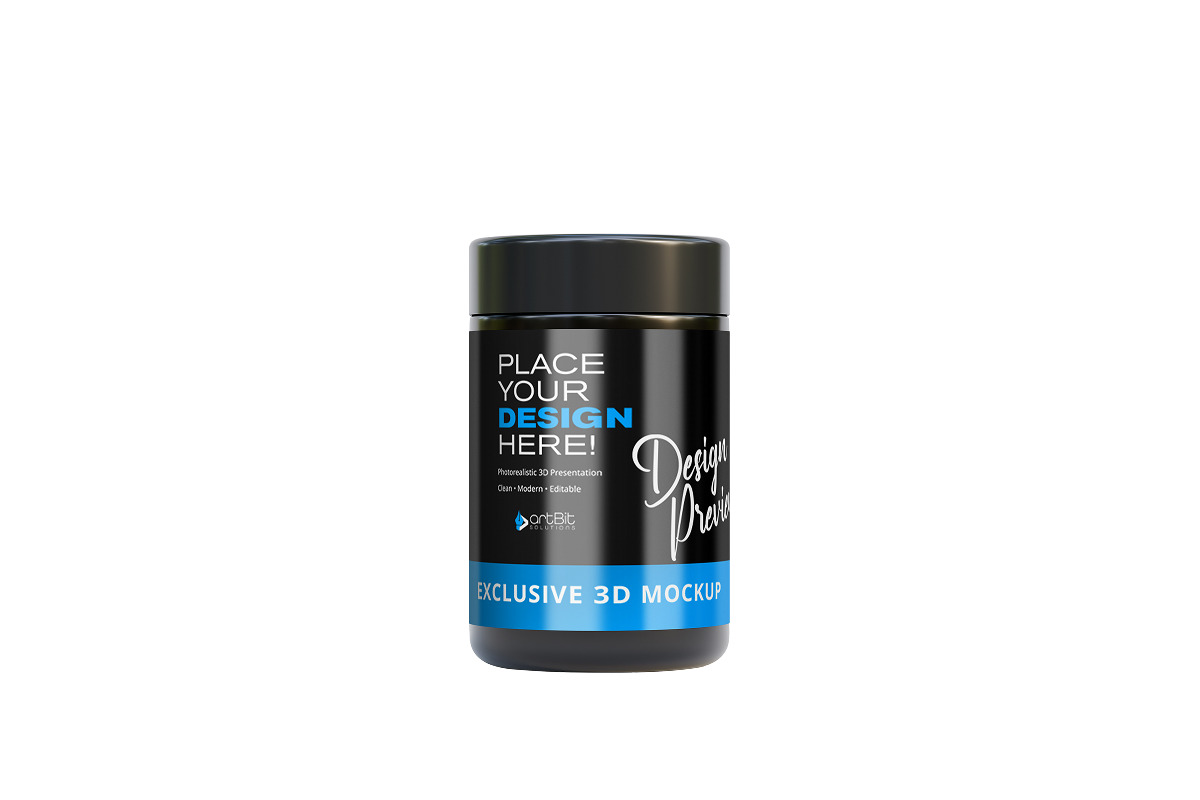 Plastic Jar & Food Can Combo, a Packaging Mockup by artBit Design Studio (Photo 2 of 4)