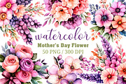 Watercolor Mother's Day Flower PNG, an Illustration by Craft Nest (Thumbnail 1 of 10)