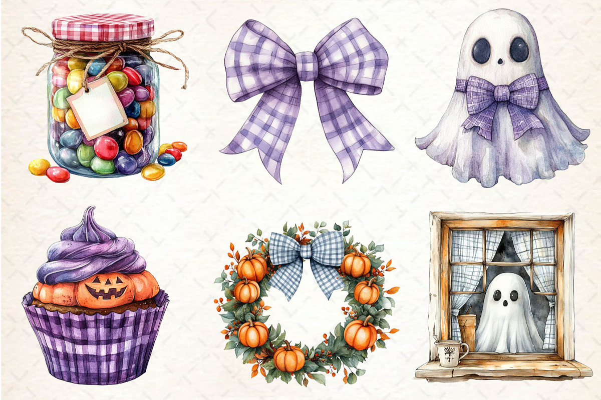 Gingham Halloween Clipart, an Illustration by Dream Creation (Photo 4 of 7)