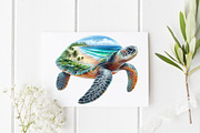 Watercolor Beach Sea Turtle PNG, a Graphic by CitraGraphics (Thumbnail 2 of 6)