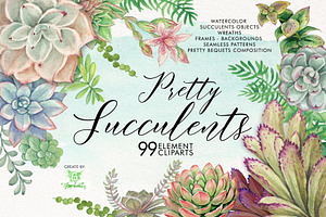 Watercolor Pretty Succulents
