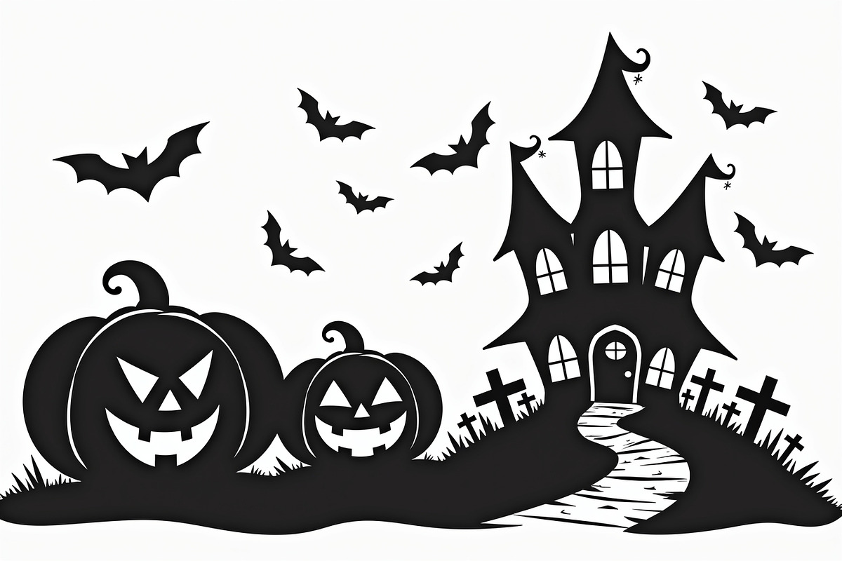 Haunted Halloween Silhouette bundle, an Illustration by hafijul (Photo 3 of 9)