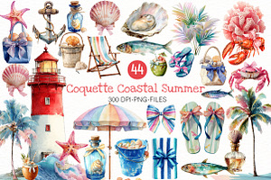 Coquette Coastal Summer Clipart, an Illustration by Designworld