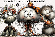 Beach Animals Clipart PNG, a Seasonal Illustration by CreationArt (Thumbnail 1 of 5)