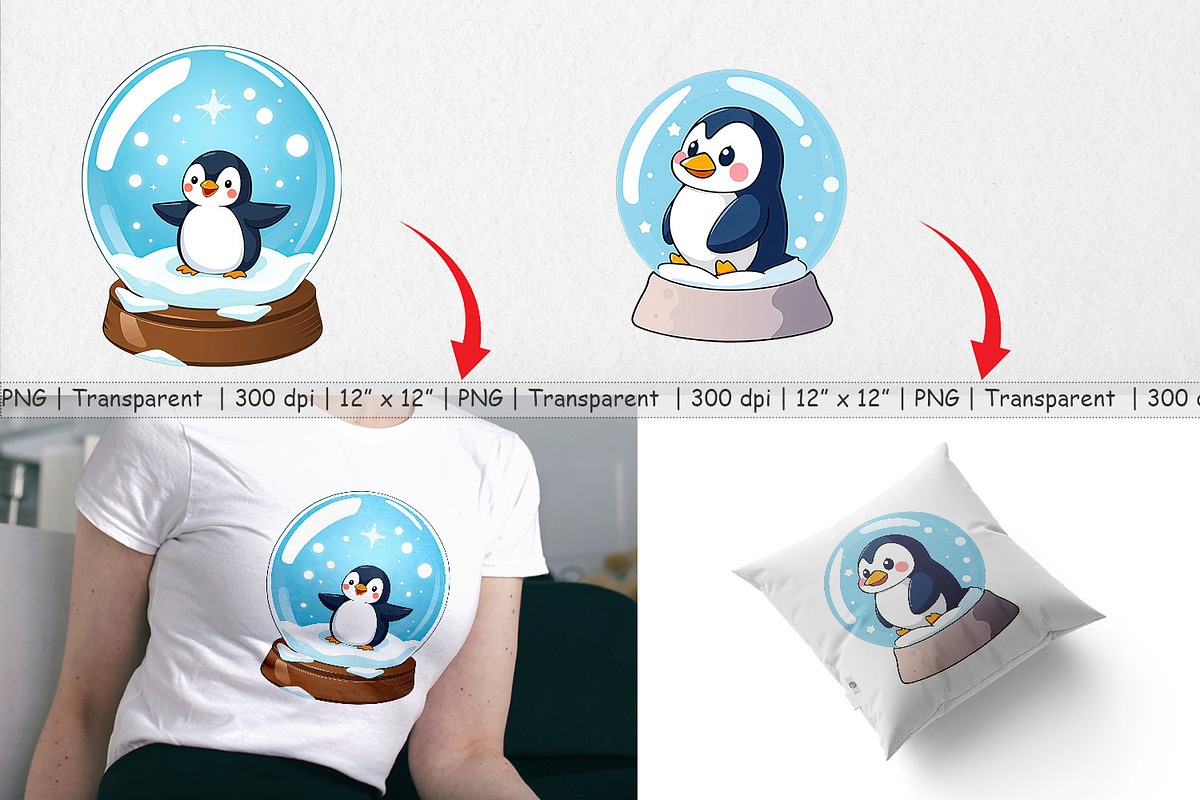 Penguin Snow Globe Clipart, a Graphic by Artnoy (Photo 3 of 5)