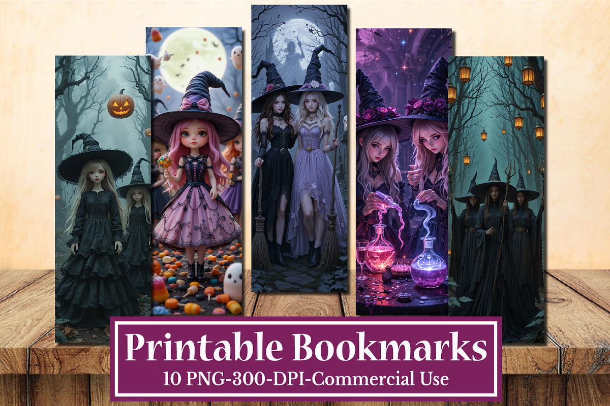 Witchy Vibes Printable Bookmarks, an Illustration by Rose Art (Photo 1 of 2)