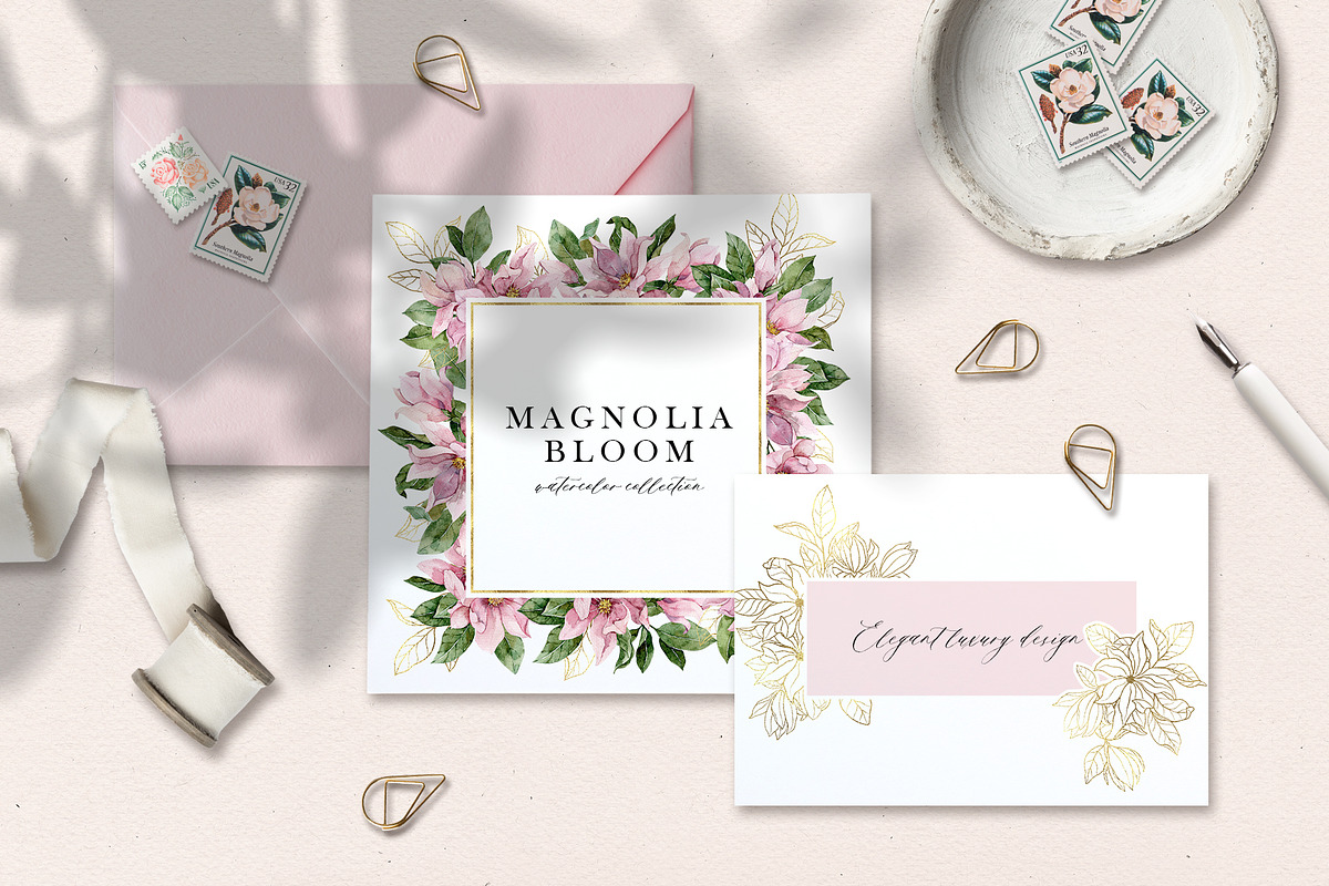 Magnolia bloom - spring floral set, an Illustration by long summer (Photo 7 of 10)