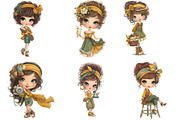 Retro Girls Clipart Bundle, an Illustration by DreamArtGraphic (Thumbnail 2 of 4)