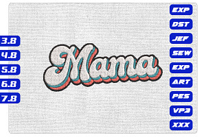 Wavy Retro Mama Layered Embroidery, an Illustration by Purpose Ekbal