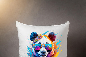 Colorful Panda Wearing Sunglasses.