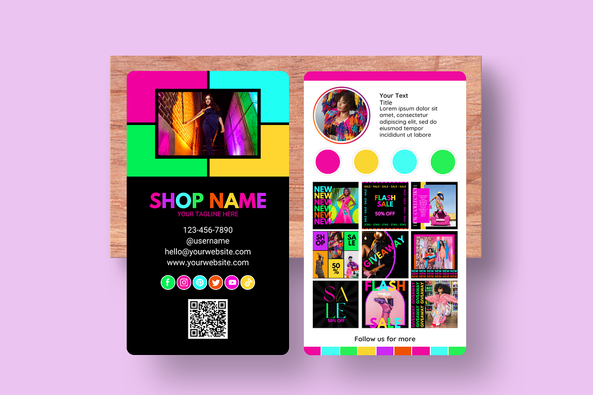 Business Card Template Neon, a Business Card Template by SunshineStudioBoutique (Photo 7 of 10)