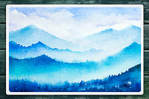 Winter Landscapes Set 2. Watercolor.