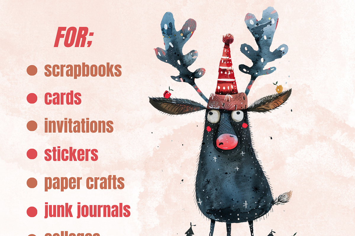 Quirky Christmas Animals Clipart, a Seasonal Illustration by GiraffeCreative (Photo 3 of 9)