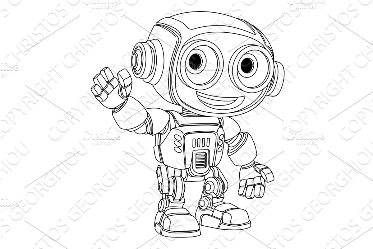 Robot Mascot Cartoon Cute Fun Alien, an Illustration by Christos Georghiou