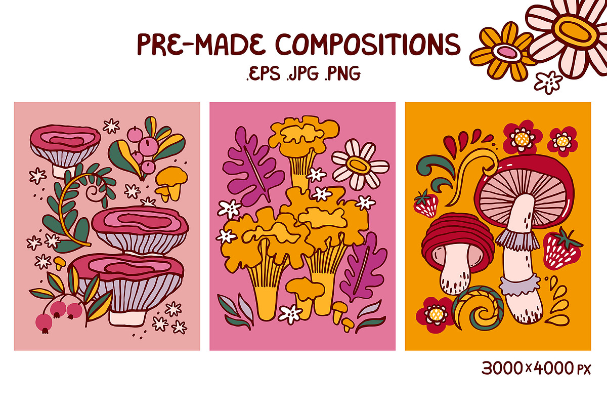 MUSHROOMS | graphics set, a Food Illustration by Nastya Tkachova (Photo 5 of 10)