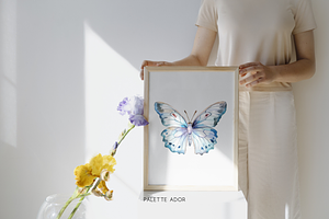 Watercolor White Butterflies