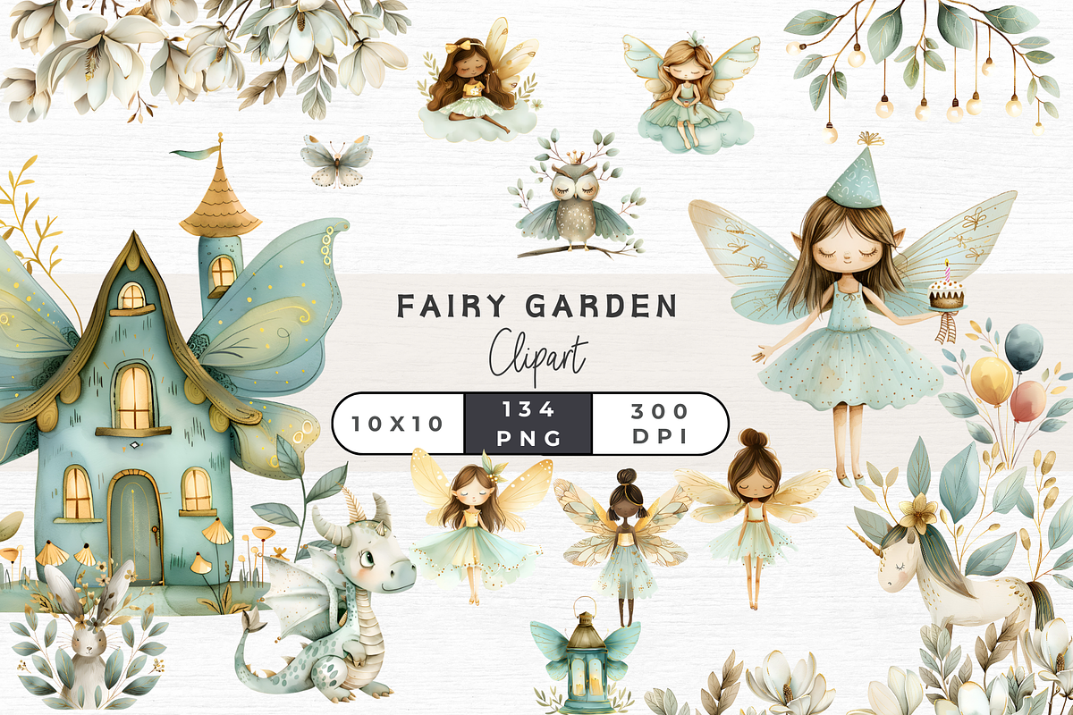 Fairy Garden Clipart, 134 PNG, a Decorative Illustration by EllyandLima (Photo 1 of 10)