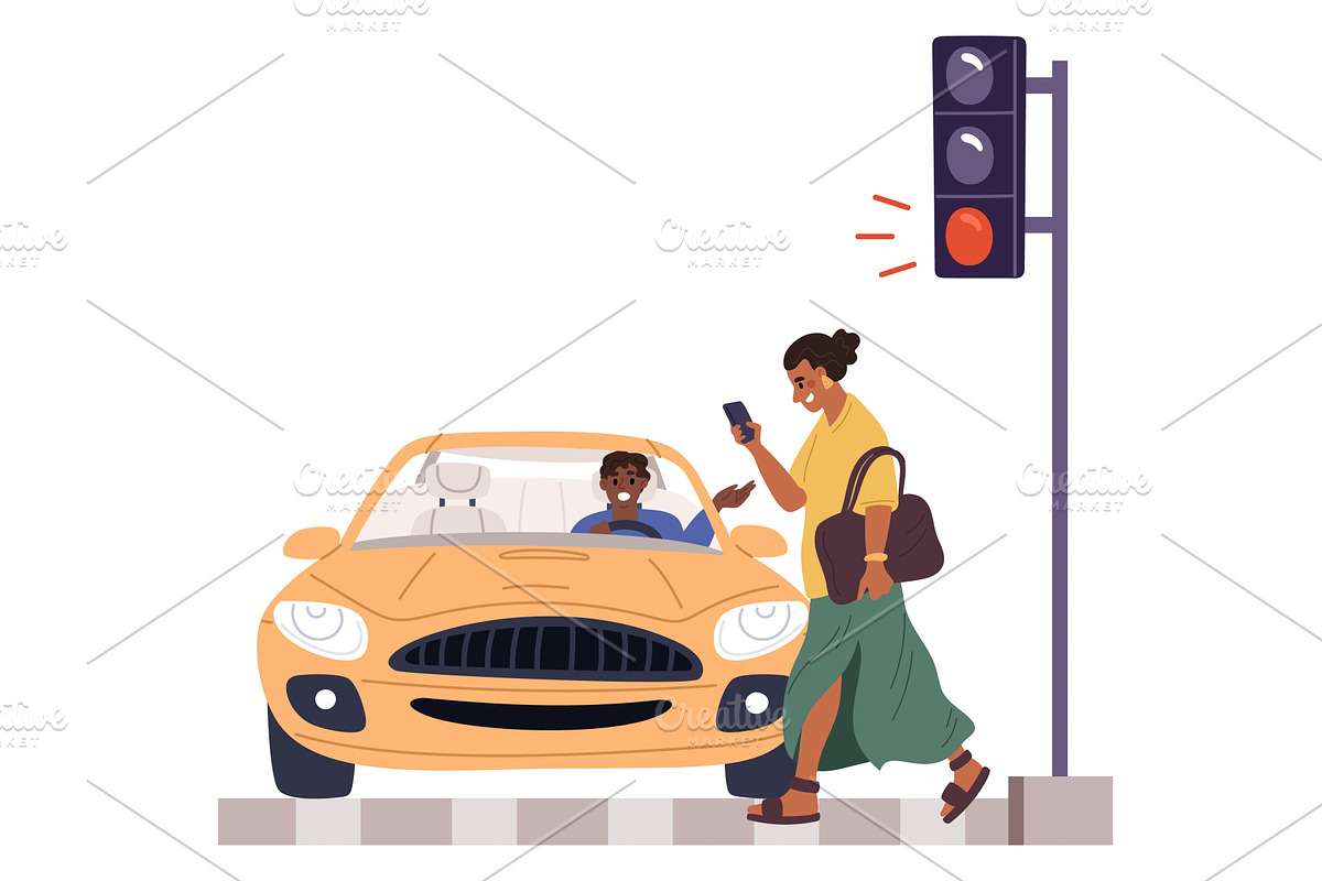 Distracted and inattentive woman, a Transportation Illustration by Vectorbuum