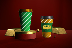 Golden Coffee Cup Mockup