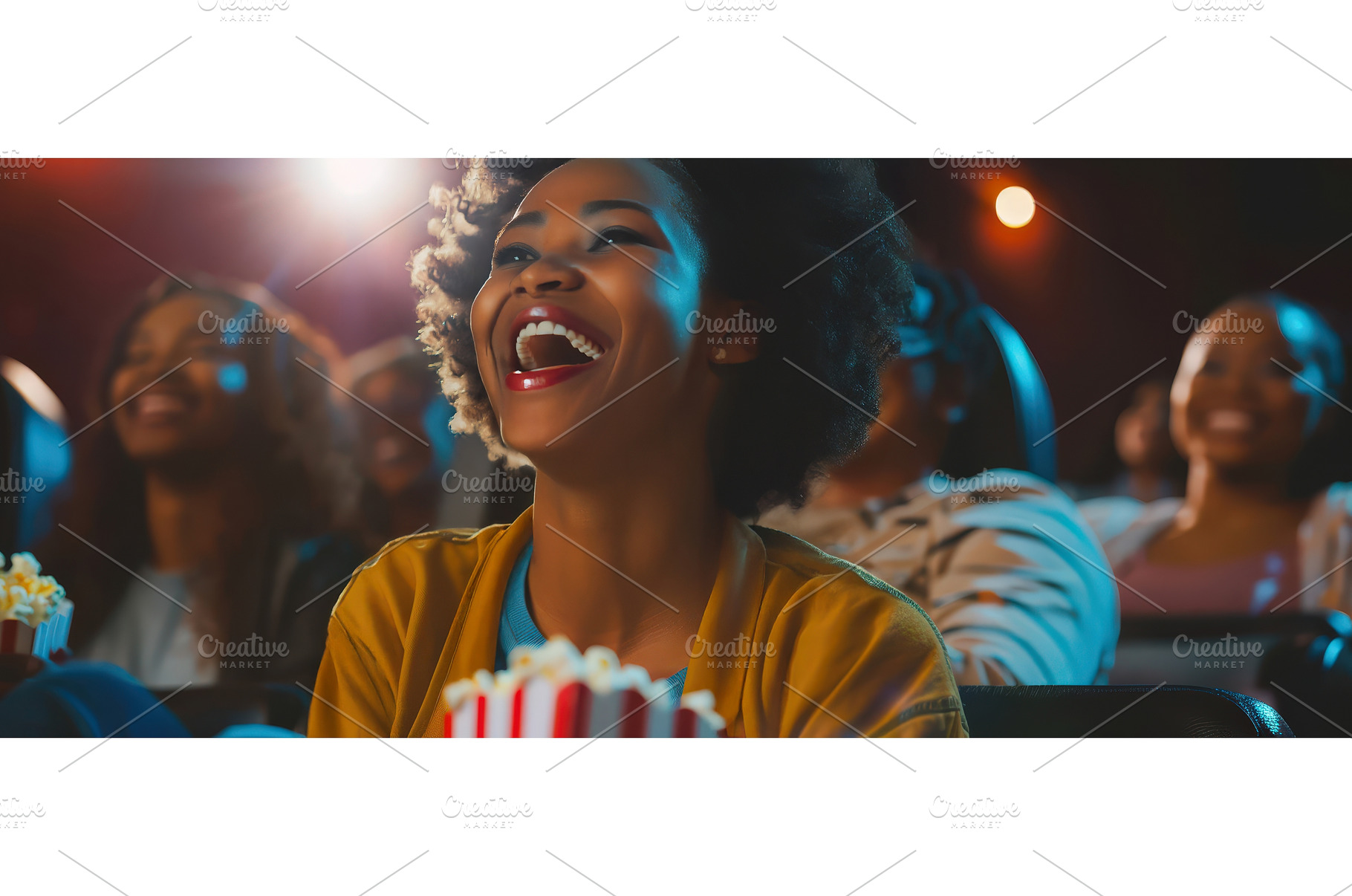 Joyful woman watching movie with, a Person Photo by piter.goskov