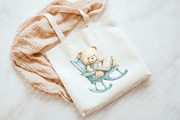 Cute Blue Teddy bear clipart, an Illustration by Watercolor design (Thumbnail 5 of 12)