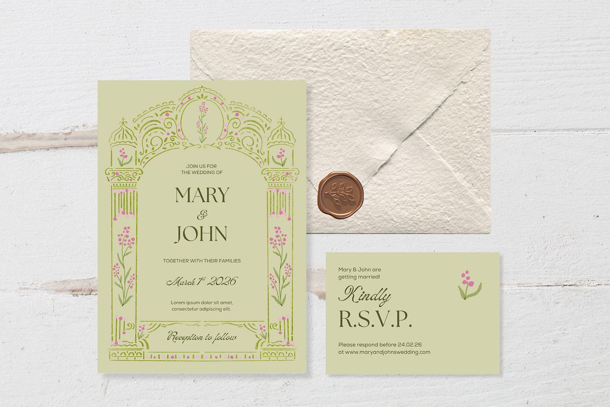 Green, pink and regal Stationery preview 3