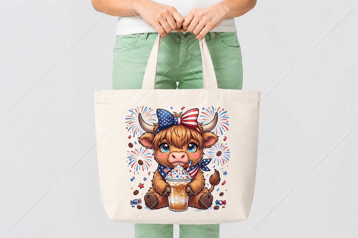 Patriotic Highland Cow PNG, a Seasonal Illustration by Canvas Craft (Photo 5 of 6)